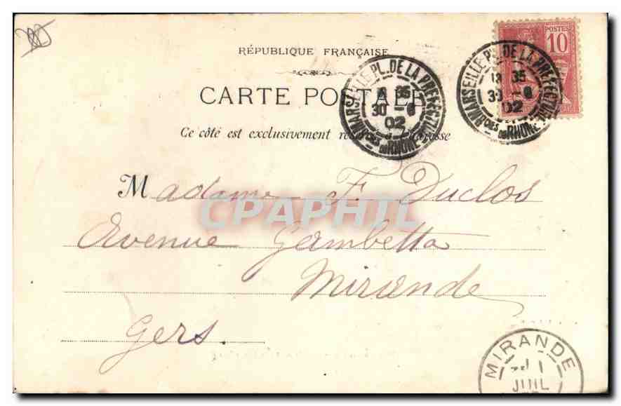 CPA Marseille La Porte d'Aix  — Rückseite