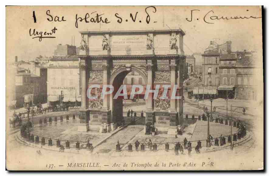 Marseille — Arc de Triomphe de la Porte d'Aix — éditeur P. R. n° 137