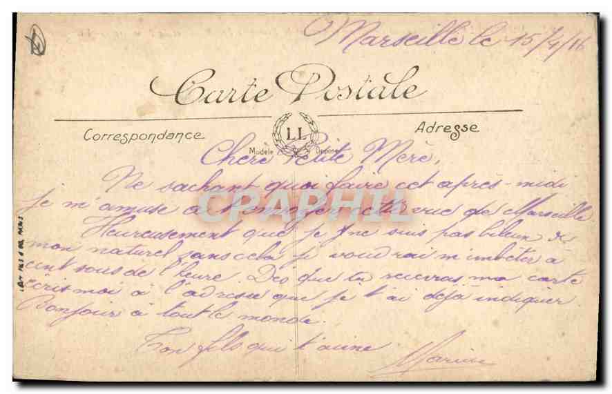 CPA Marseille monument eleve aux Gloires de la Premiere Republique et de l'Empire  — Rückseite