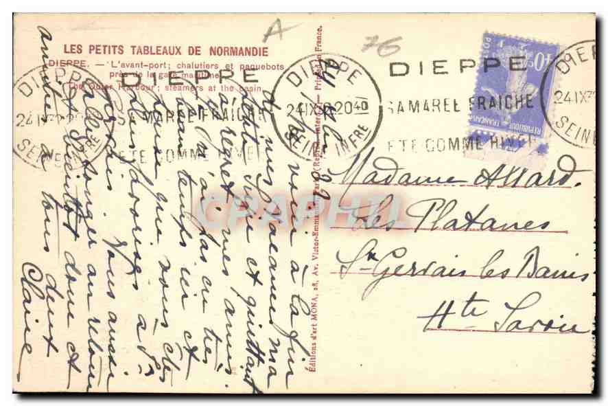 CPA Dieppe L'Avant Port Bateaux — Rückseite