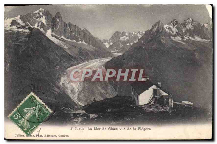 La Mer de Glace vue de la Flégère — J.J. 105 — Juillien Frères, Phot. Editeurs, Genève