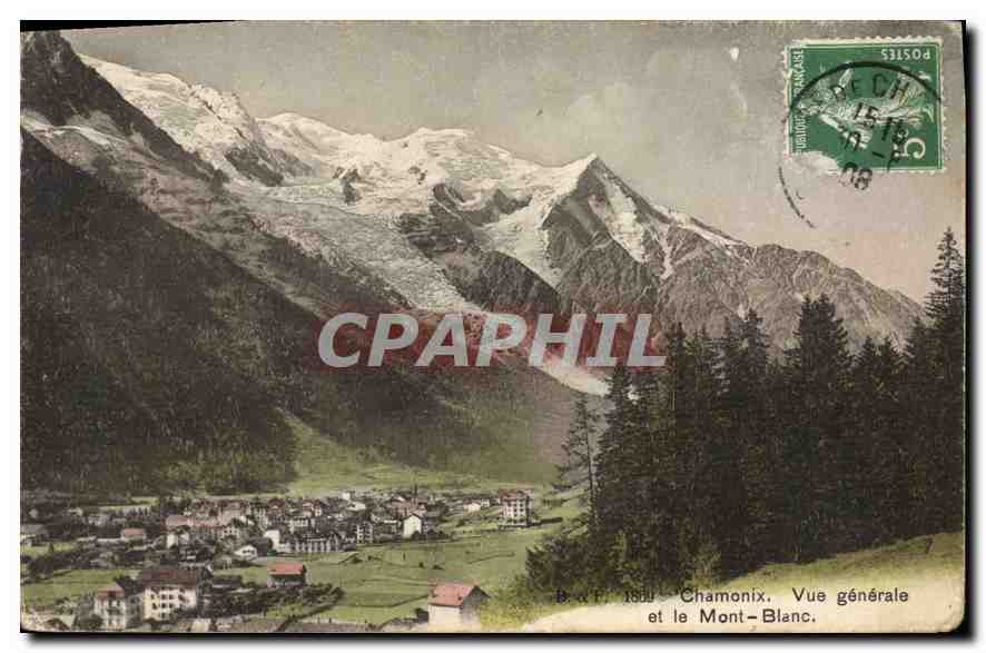 CPA Chamonix Vue generale et le Mont Blanc 