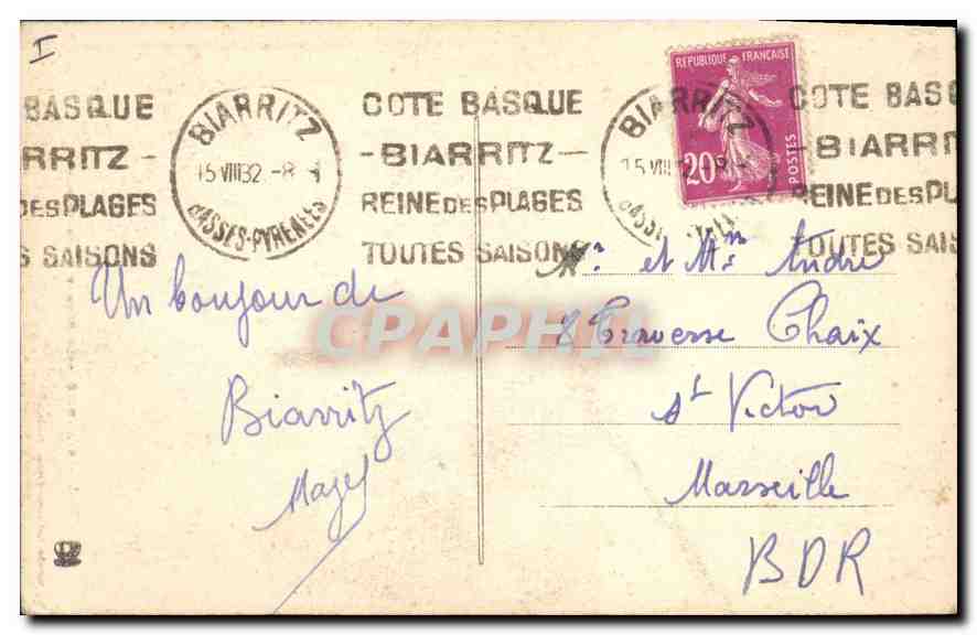 CPA Biarritz Le Rochers de la Vierge  — Verso