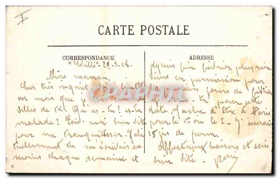 CPA Biarritz Vue vers la Villa Belza  — Verso