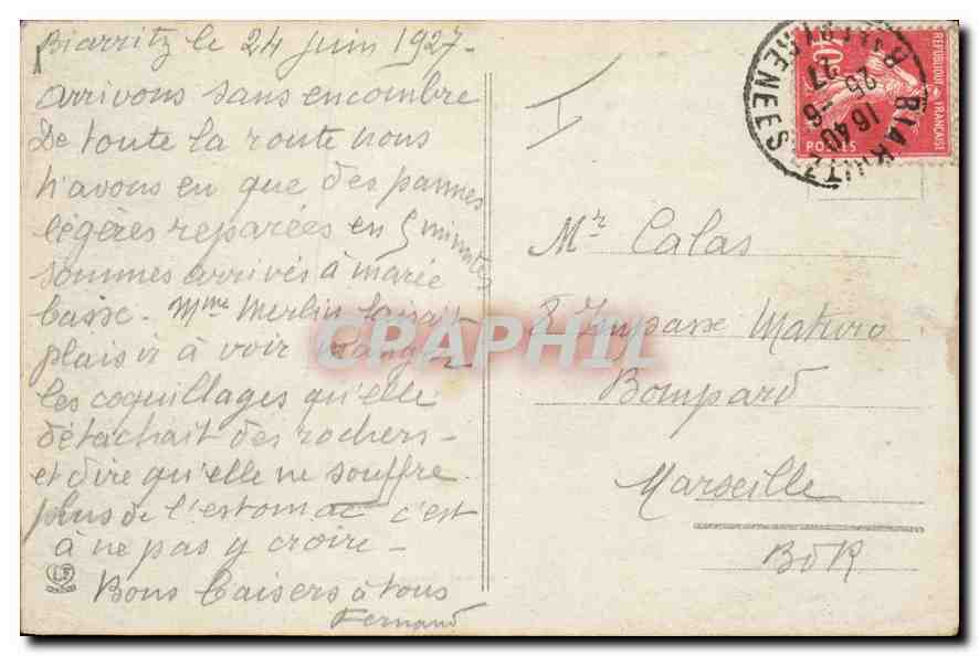 CPA Les Basses Pyrenees Biarritz Coin pittoresque des lacets de la cote des basques — Verso