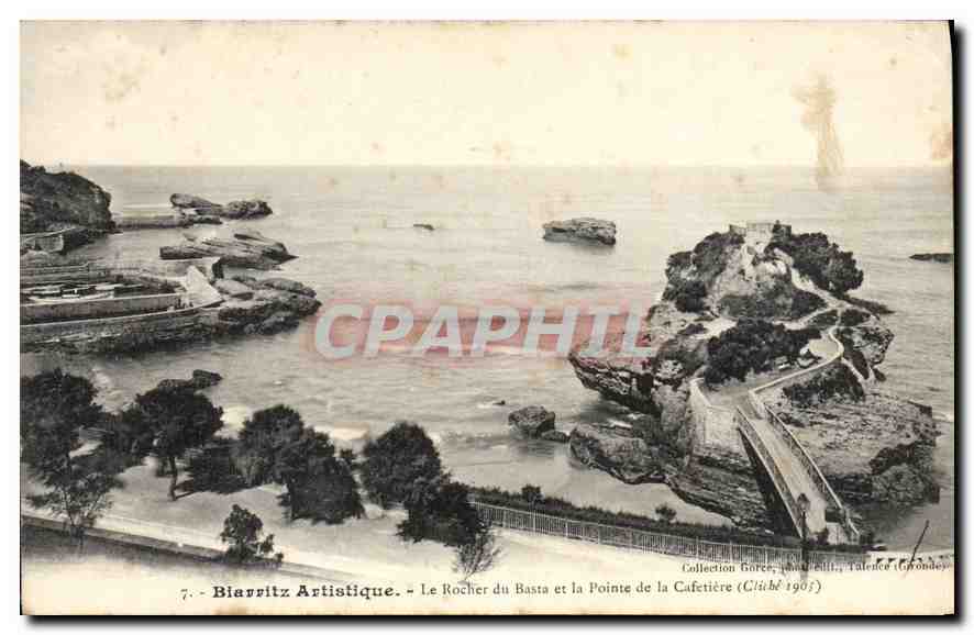CPA Biarritz Artistique Le Rocher du Basta et la Point de la Cafetiere 