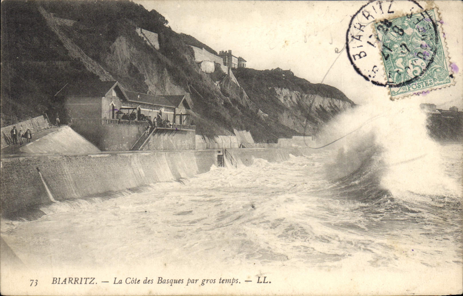 CPA Biarritz La Cote des Basques par gros temps 