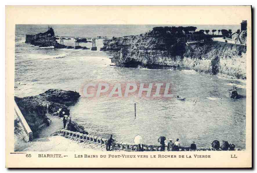 Biarritz — Les Bains du Port-Vieux vers le Rocher de la Vierge — LL