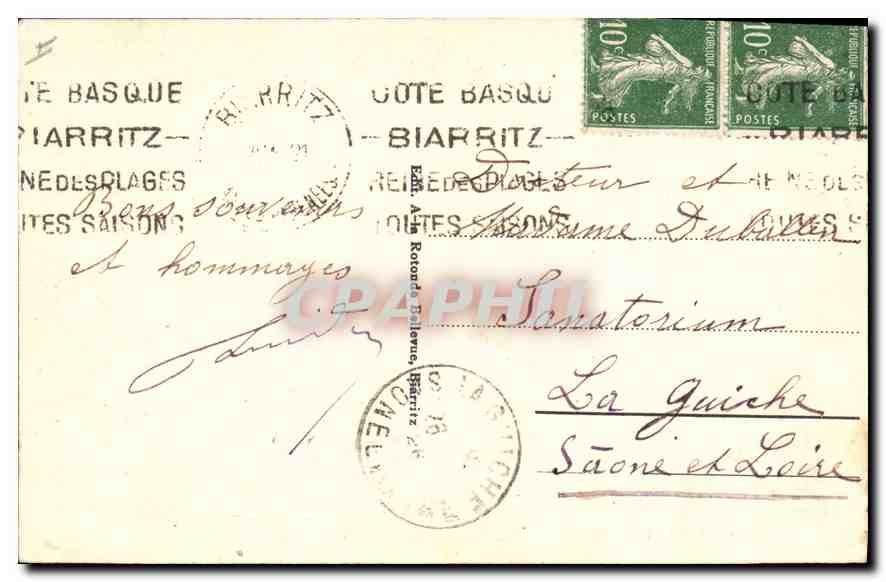 CPA Biarritz Le Chateau Basque vu a travers les Tamaris  — Verso