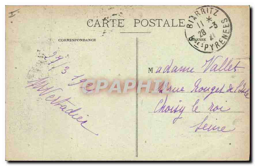 CPA Biarritz Rocher de la Vierge  — Verso