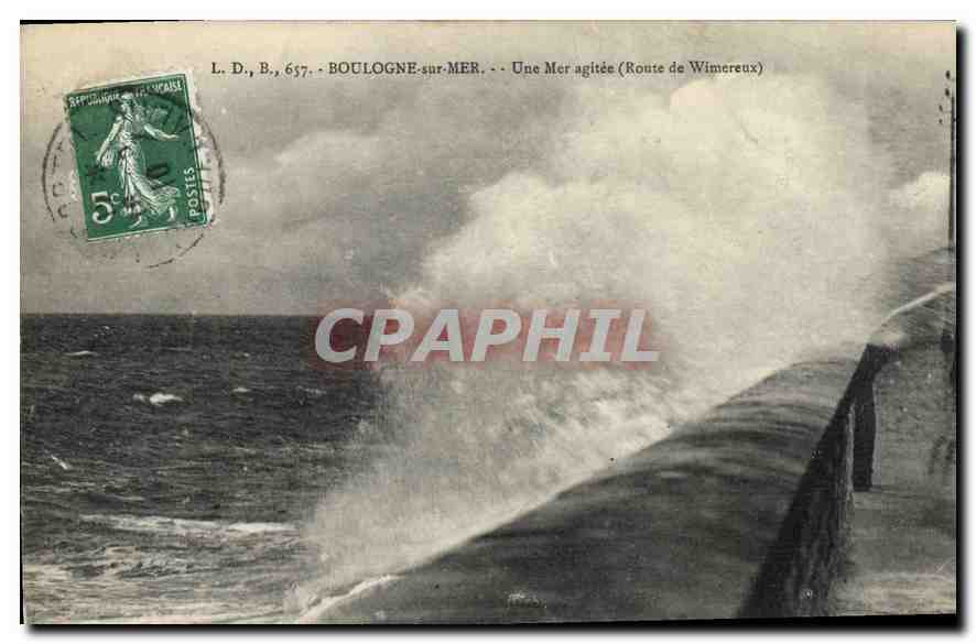 Boulogne-sur-Mer — Une Mer agitée (Route de Wimereux) — L. D., B., 657