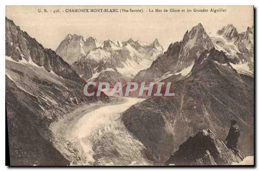 CPA Chamonix Mont Blanc Hte Savoie La Mer de Glace et les Grandes Aiguilles 