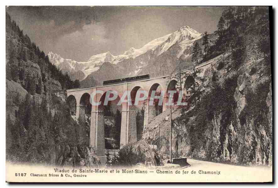 CPA Viaduc de Sainte Marie et le Mont Blanc Chemin de fer de Chamonix 