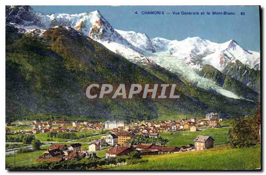CPA Chamonix Vue Generale et le Mont Blanc 