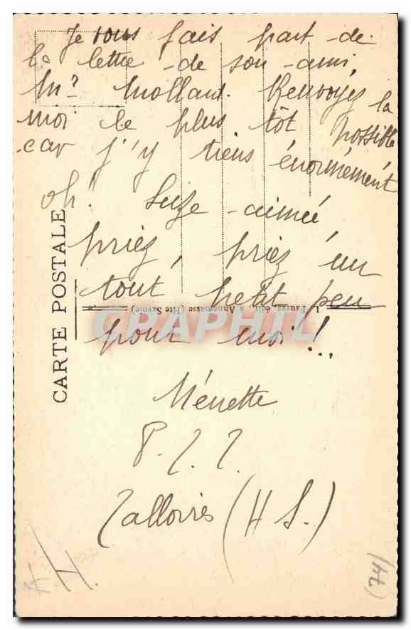 CPA Chamonix Hte Savoie  — Verso