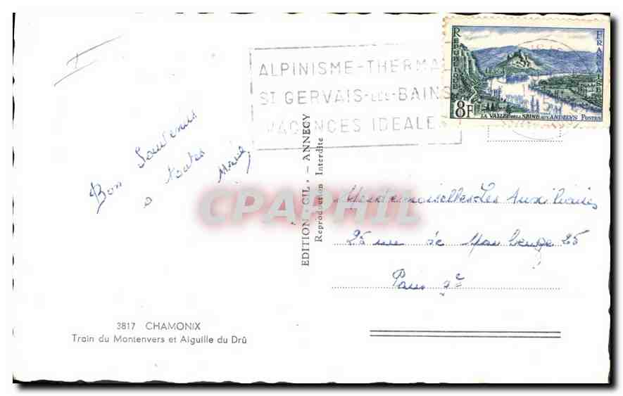 Train du Montenvers et Aiguille du Drâ - Chamonix — Édition Gil - Annegy — Verso