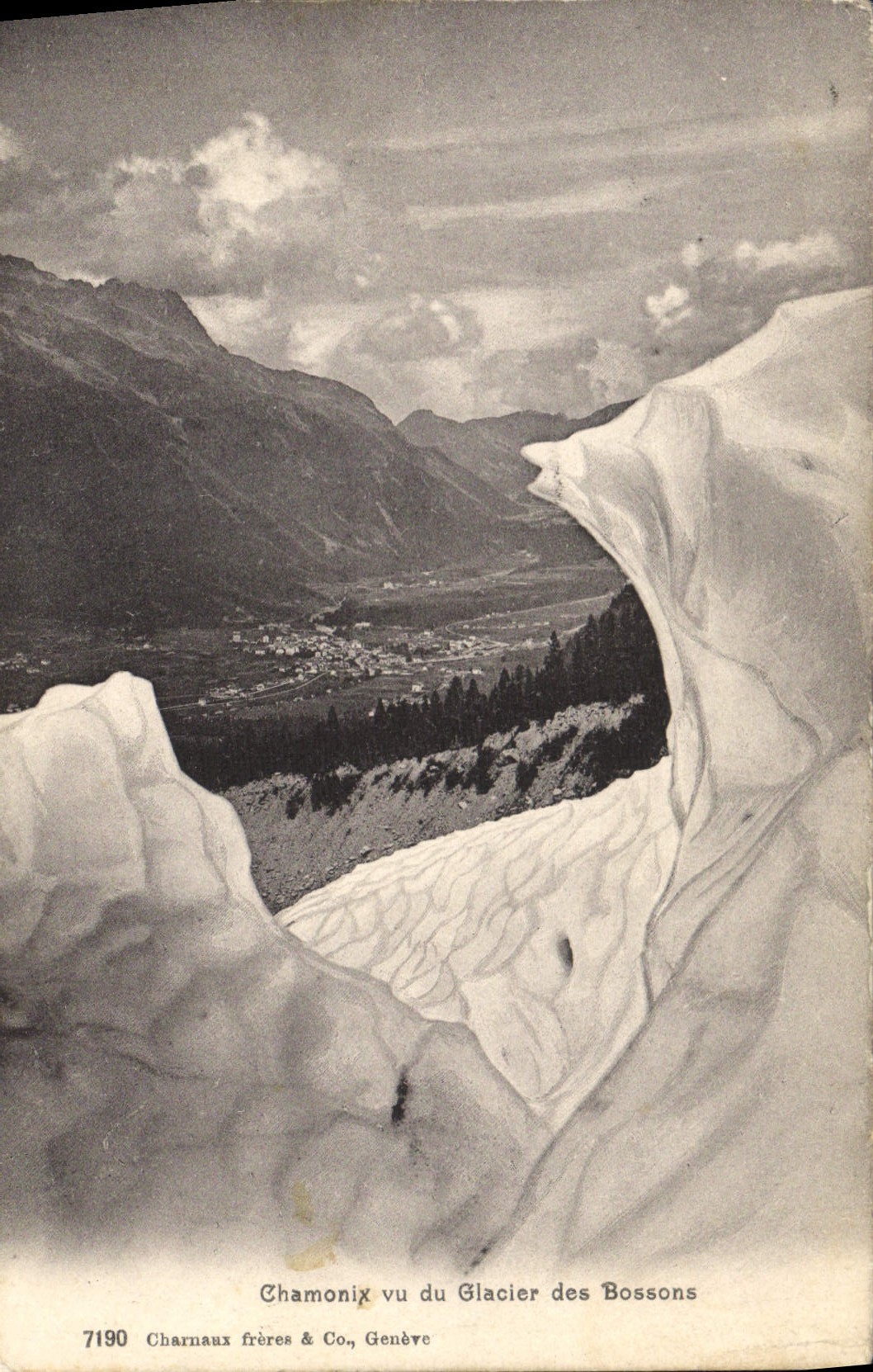Chamonix vu du Glacier des Bossons — vue panoramique — Charnaux frères & Co., Genève, n° 7190