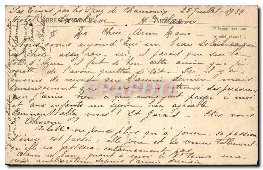 Chamonix-Mont-Blanc — Le Mont-Blanc vu des Tines — La Ligne P.-L.-M. — LL — n° 113 — Verso