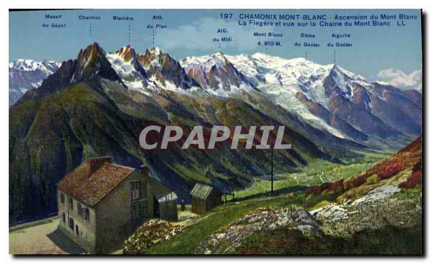 Chamonix Mont-Blanc — Ascension du Mont Blanc — vue sur la Chaîne du Mont Blanc — éditeur AIG. n°197