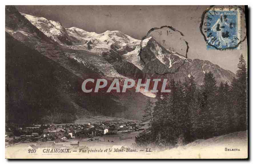 CPA Chamonix Vue generale et le Mont Blanc 