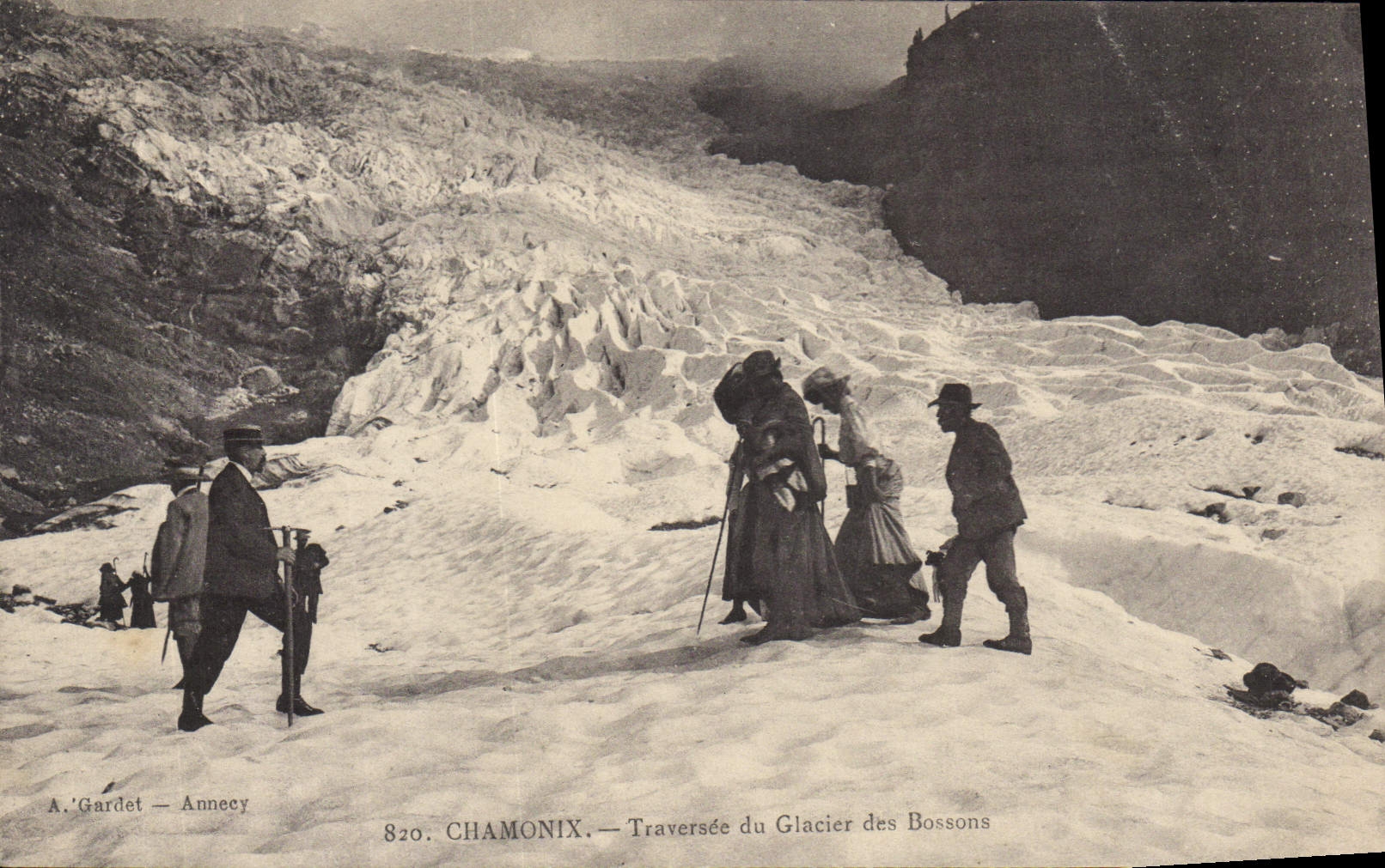 Vintage Postcard Chamonix Crossing of the Bossons Glacier Alpinism