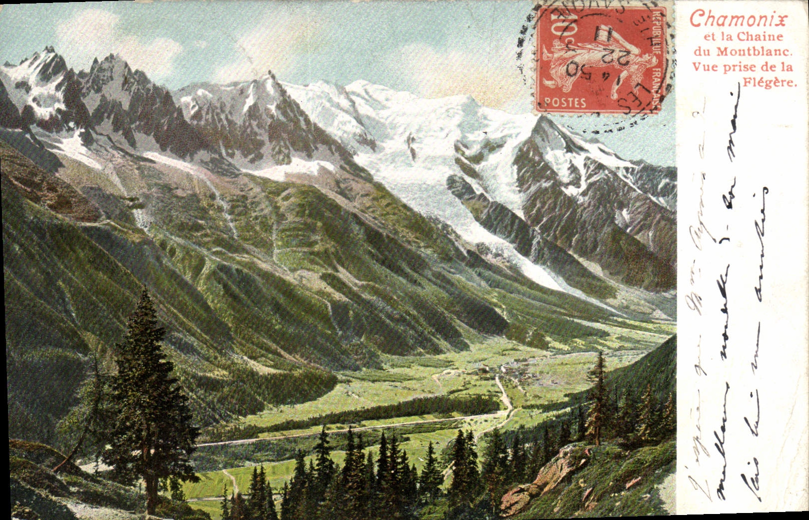 CPA Chamonix et la Chaine du Montblanc Vue prise de la Flegere 