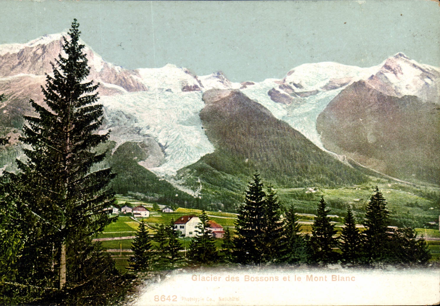 Glacier des Bossons and Mont Blanc — Phototypie Co., Nauchâtel — n° 8642