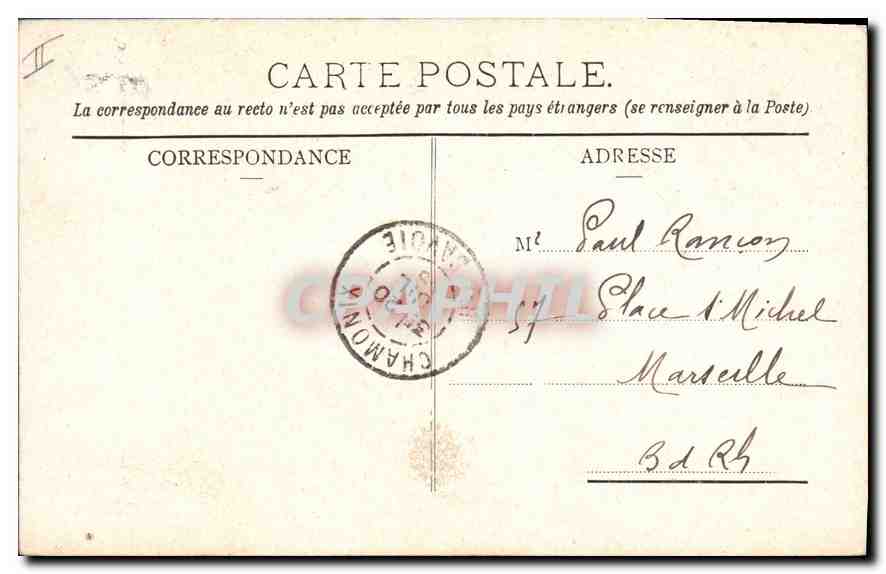 Chamonix et le Mont-Blanc depuis la Flégère — éditeur anonyme, n° 2365 — Verso
