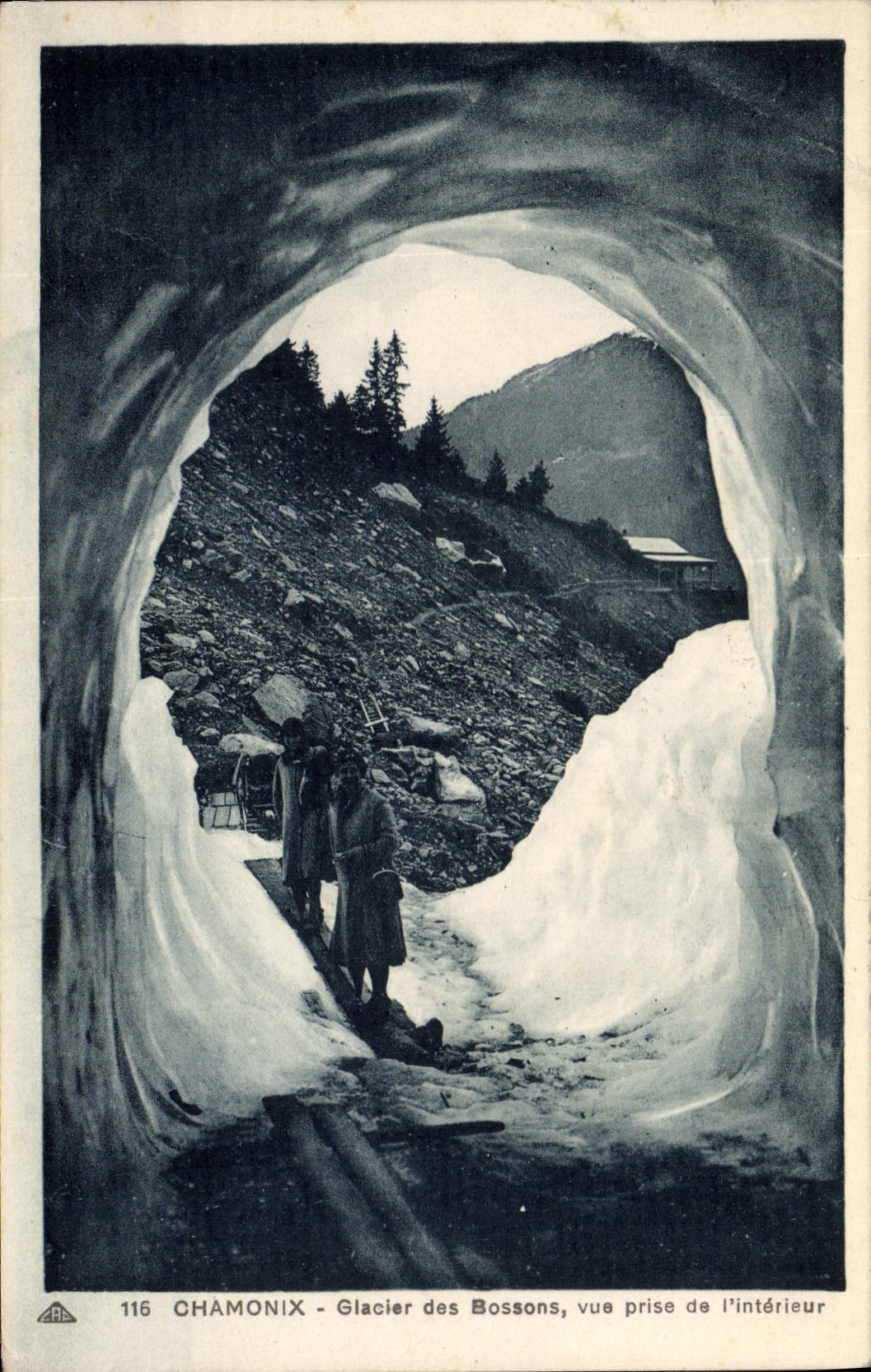 Glacier des Bossons, Blick von innen — Chamonix — Nr. 116 — Verleger Antike Ansichtskarte