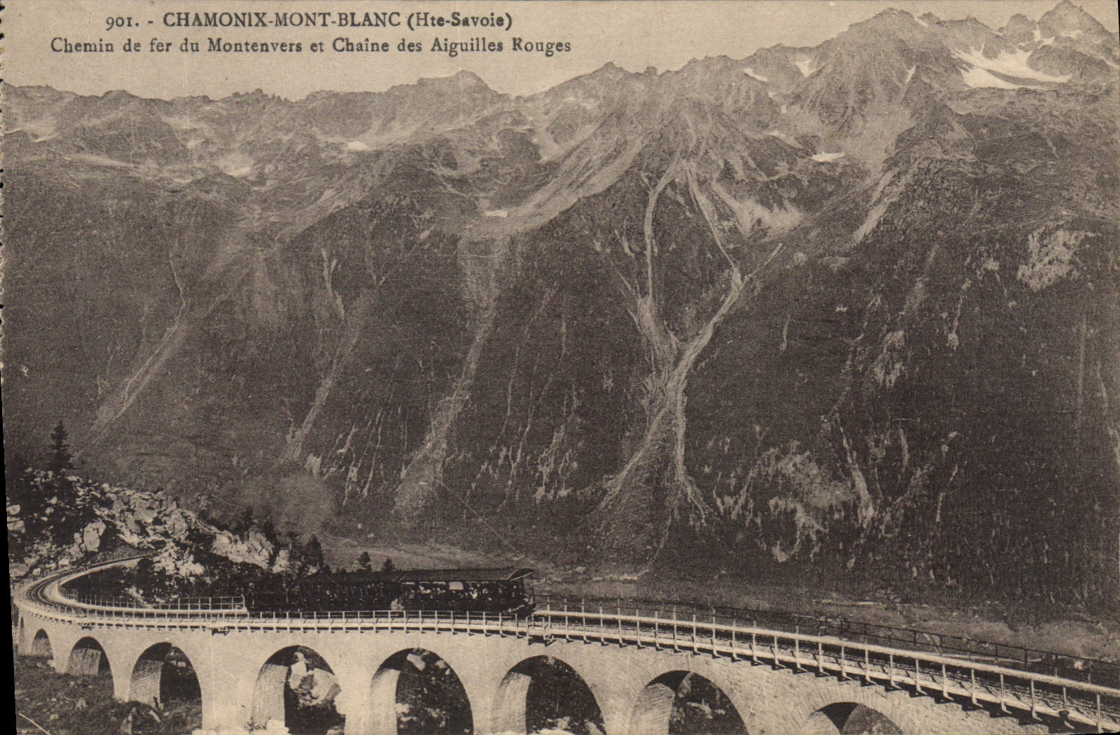 Chamonix-Mont-Blanc — Chemin de fer du Montenvers et Chaîne des Aiguilles Rouges — éditeur L. France, n° 901