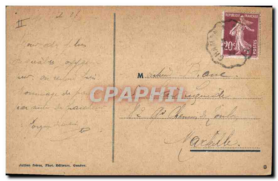 Chamonix et le Mont-Blanc — J. J. 7728 — Julien frères, Genève — Verso