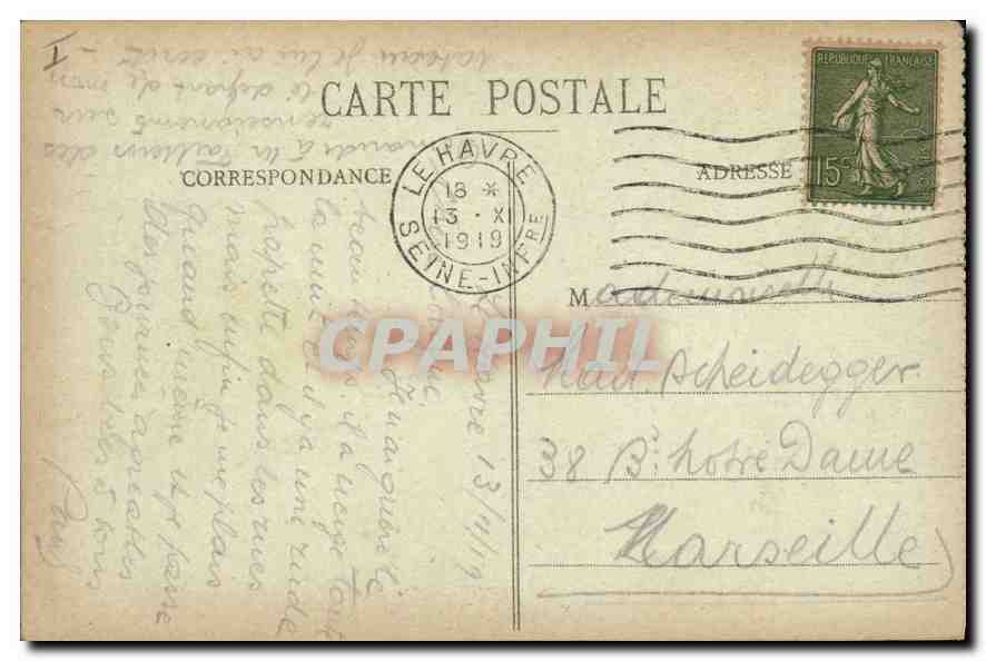 CPA Le Havre L'Hotel de Ville et le Jardin Public  — Rückseite