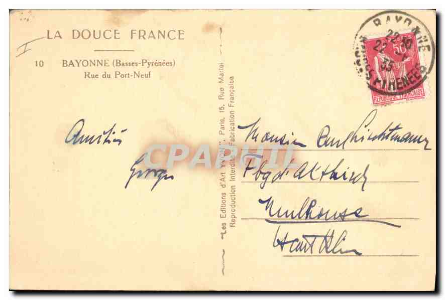 CPA Bayonne Basses Pyrenees Rue du Port Neuf  — Back