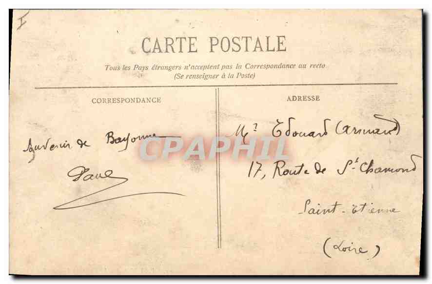 CPA Bayonne Le Chateau Vieux  — Verso