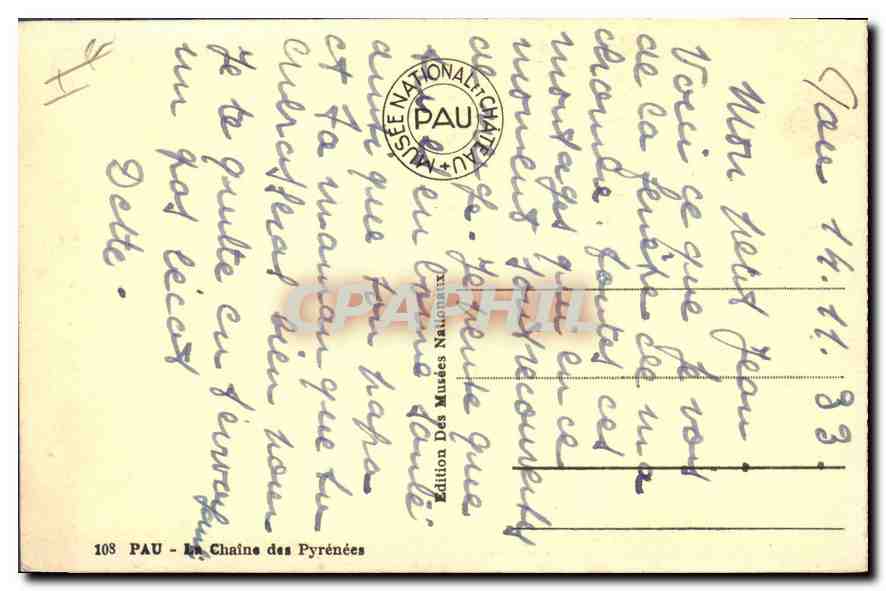 CPA Pau La Chaine des Pyrenees  — Back