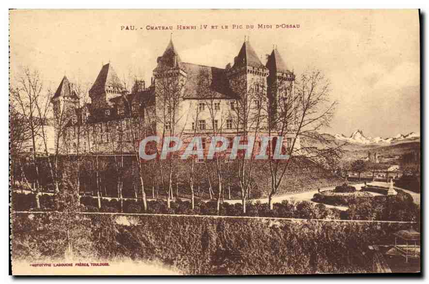 Pau - Château Henri IV et le Pic du Midi d'Ossau — Phototypie Labouche Frères, Toulouse