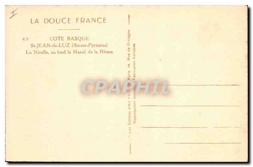 CPA Cote Basque St Jean de Luz Basses Pyrenees La nivelle au fond le Massif de la Rhune  — Verso