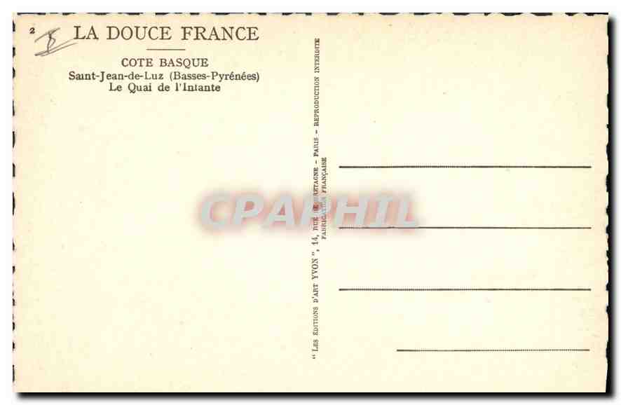 CPA Cote Basque Saint Jean de Luz Basses Pyrenees Le quai de l'Infante — Verso