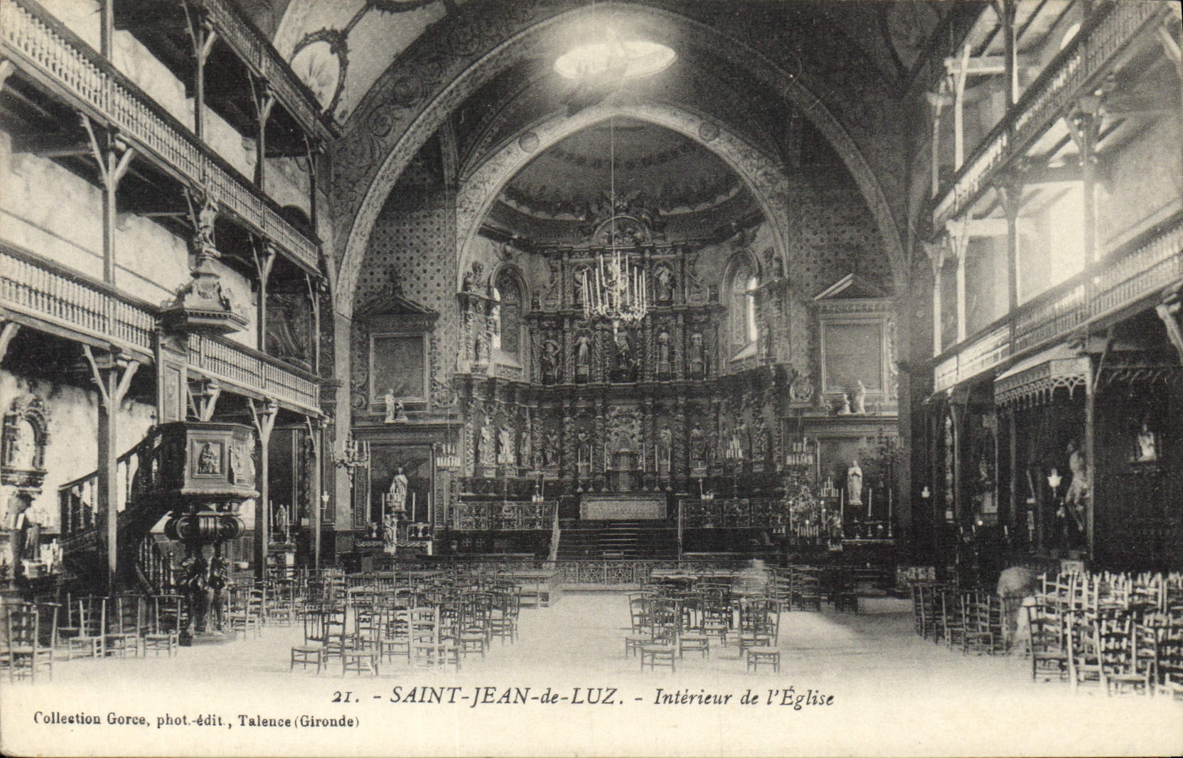 Saint-Jean-de-Luz — Intérieur de l'Église — Collection Gorce, phot.-édit, Talence (Gironde)