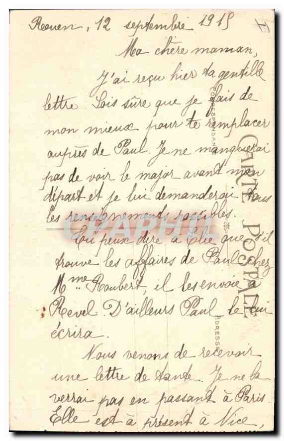 CPA Rouen Tour Jeanne d'Arc  — Verso