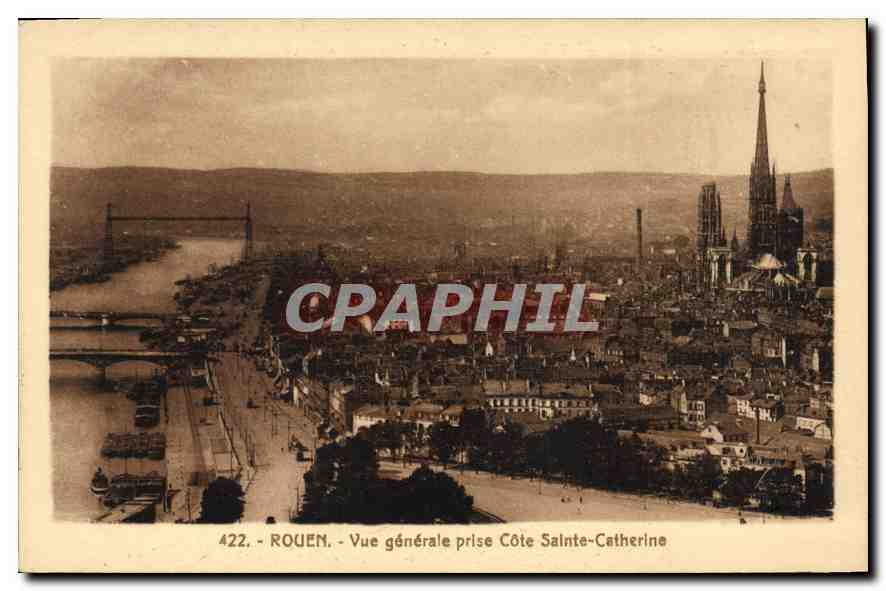 CPA Rouen Vue generale prise Cote Sainte Catherine 