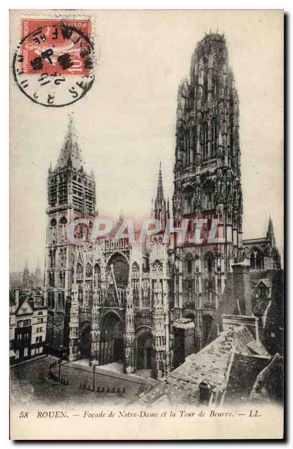 CPA Rouen Facade de Notre Dame et la Tour de Beurre 