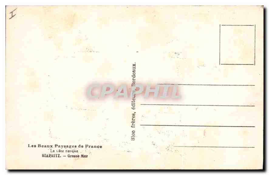 CPA Biarritz Grosso Mer  — Verso