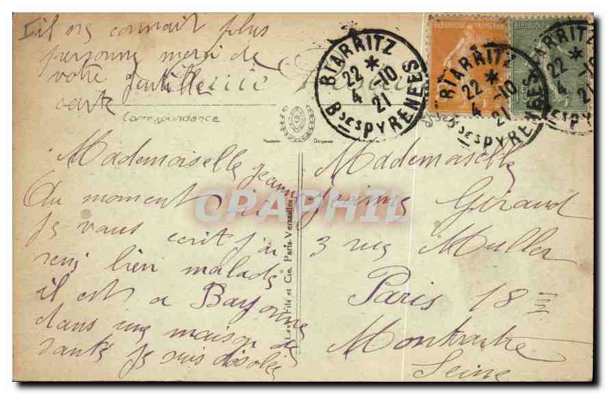 CPA Biarritz La Rochet de la Vierge  — Verso