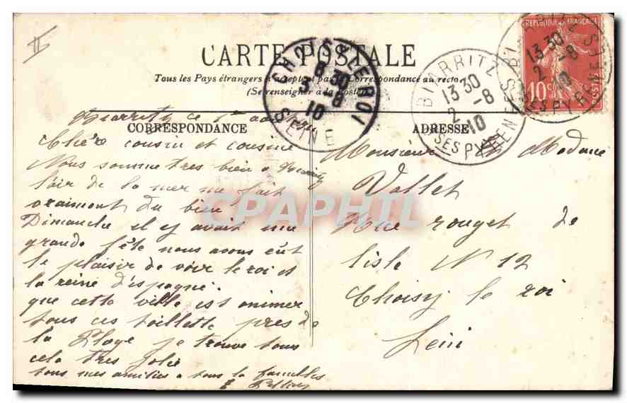 CPA Biarritz Le Rocher de la Vierge  — Verso