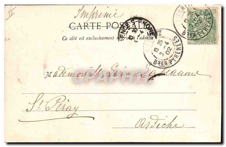 CPA Biarritz Port des Pecheurs Phare  — Verso