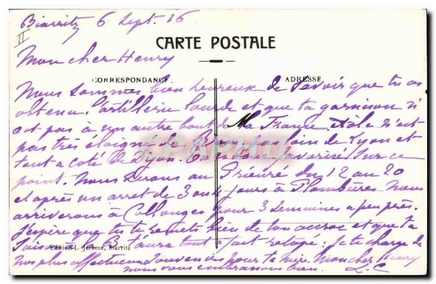 CPA Biarritz Effet de Vague  — Verso