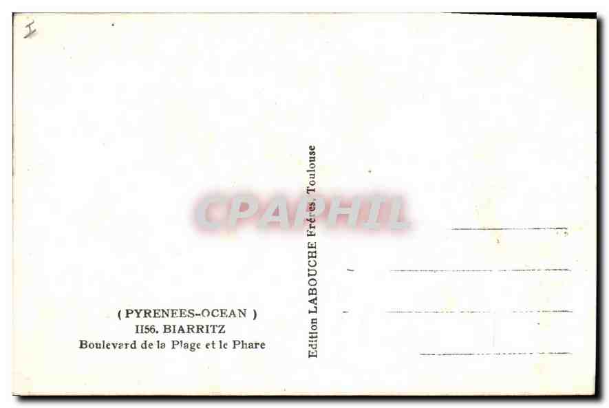 CPA Biarritz Boulevard de la Plage et le Phare  — Verso