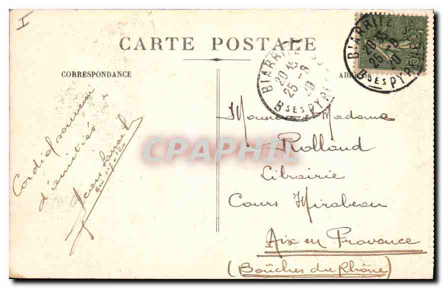 CPA Biarritz Tempete au Ront Point du Rocher de la Vierge  — Verso