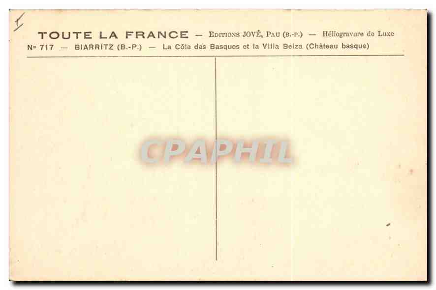 CPA Biarritz La Cote des Basques et la Villa Belza  — Rückseite
